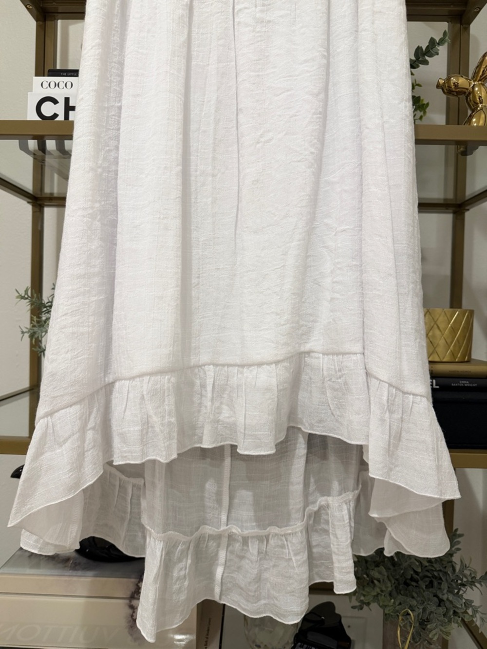 White Strapless Ruffle Smocked Dress - Picture 4 of 8